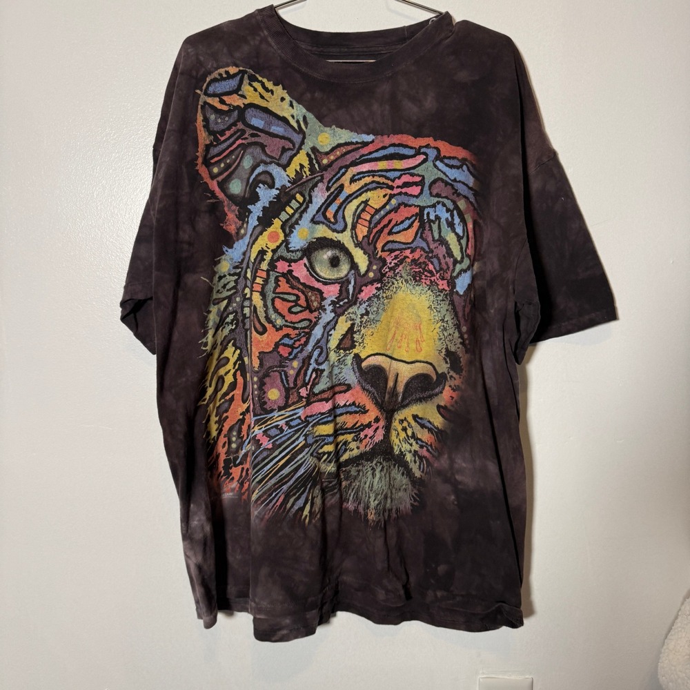 The Mountain T-Shirt Mens 2XL Brown Excellent Abstract Tiger Tie Dye Graphic Tee